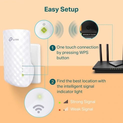 TP-Link WiFi Extender with Ethernet Port, Dual Band 5GHz/2.4GHz , Up to 44% more bandwidth than single band, Covers Up to 1200 Sq.ft and 30 Devices, signal booster amplifier supports OneMesh(RE220)